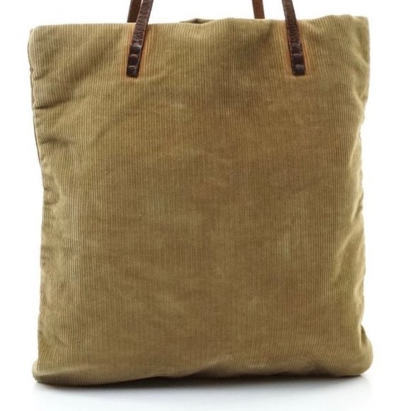PREOWNED Fendi Tote Bag in Beige Corduroy - Picture 1 of 16